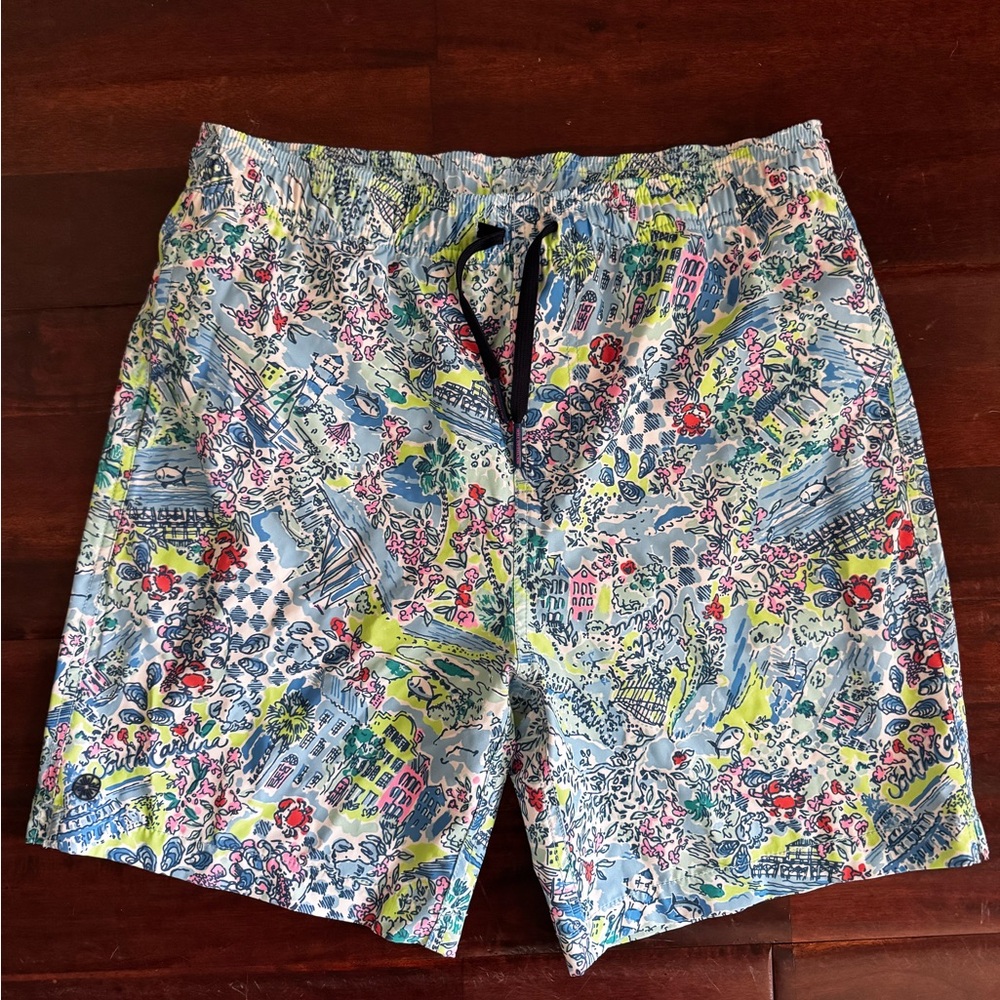 EUC Southern Tide x Lilly Pulitzer Boy’s Youth Swim Shorts Trunks Size XL 16